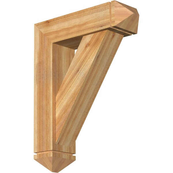 Ekena Millwork Traditional Arts and Crafts Rough Sawn Bracket w/ Offset Brace, Western Red Cedar, 8"W x 28"D x 36"H BKT0806X28X36TRA03RWR - main